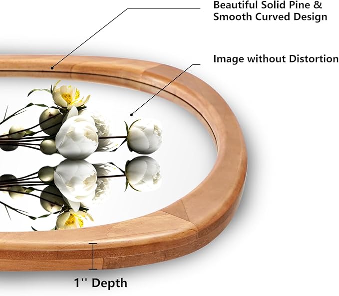 WallBeyond Asymmetrical Mirror, Irregular Wall Mirror, Wall Mirrors Decorative for Bedroom Living Room Entryway Hall, Wood Mirror for mid Century Modern Decor 30" H x 19" W