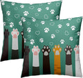 Paw Print Throw Pillow Cover - Colorful Dogs Cat Paws Pillow Covers 20x20 Inches Set of 2 Pillowcases Pet Footprint Cushion Cover for Sofa Home