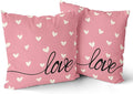 Giwawa Valentines Day Pillow Covers Set of 2 Pink Love Hearts Throw Pillowcases Romantic Double Sided Decorative Cotton Square Cushion Covers 20x20inch for Sofa Couch Bedding Wedding Anniversary