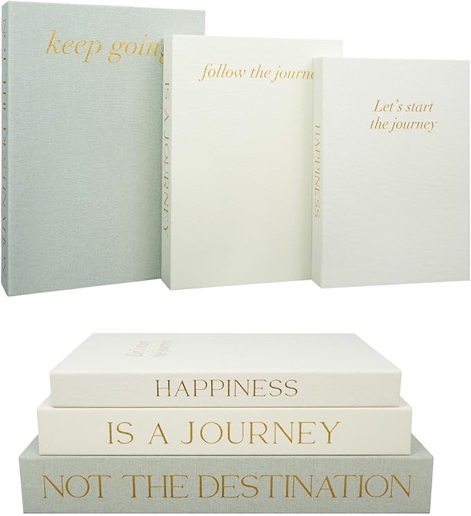 Set of 3 Linen Decorative Books for Home Decor,Modern Faux Decor Book Stack for Decoration,Aesthetic Books for Coffee Table/Bookshelf/Mantel Decor,Photo Storage or Keepsake Box for Decor