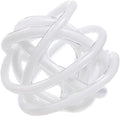Luxury Lane Hand Blown Infinity Knot Sommerso Decorative Glass Ball for Bowls Home Decor 8 inch Tall Orbit Centerpiece Table Decoration Sculpture White