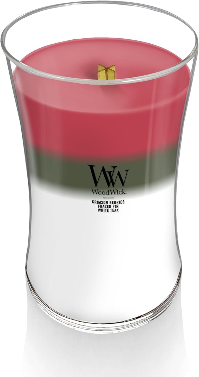 WoodWick Large Hourglass Candle Winter Garland - Premium Soy Blend Wax Pluswick Innovation Wood Wick Made in USA | Holiday Gifts for All
