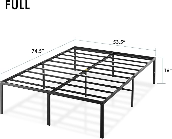 Best Price Mattress 16 Inch Metal Platform Bed Frame, Heavy Duty Steel Slats, Black, Full (SPSC-16BK-F)