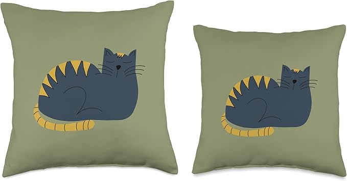 Cute Scandinavian Animals Designs Scandinavian Mom Boho Cat Khaki Throw Pillow, 16x16, Multicolor
