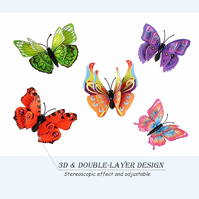 Butterfly Wall Decor 24/48 PCS, 3D Butterflies Stickers for Party Decorations with Magnets(Colorful, 24)