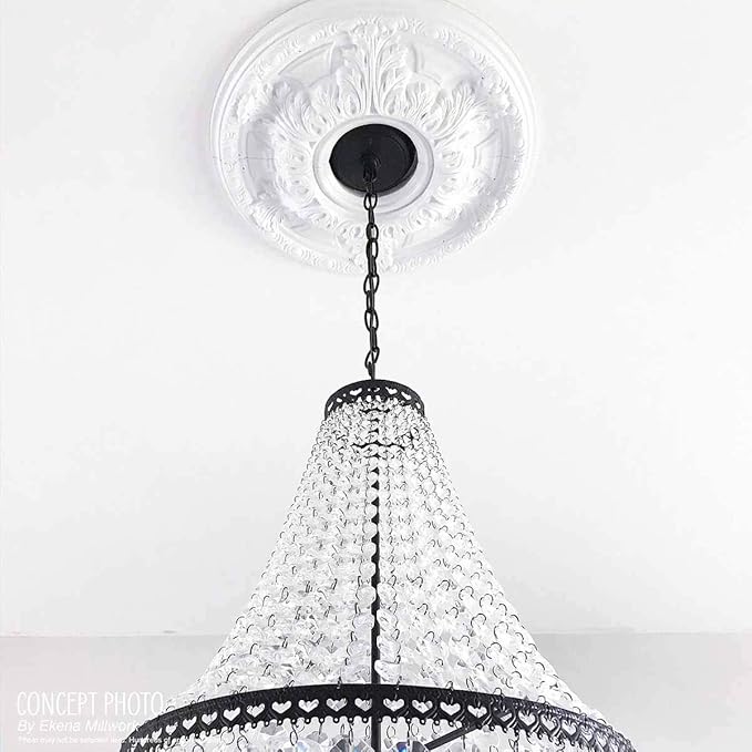 Ekena Millwork CM12BRFBS 12 1/2"OD X 3 7/8"ID X 3/4"P Bradford Ceiling Medallion Fits Canopies Up to 6 5/8", Flash Blue