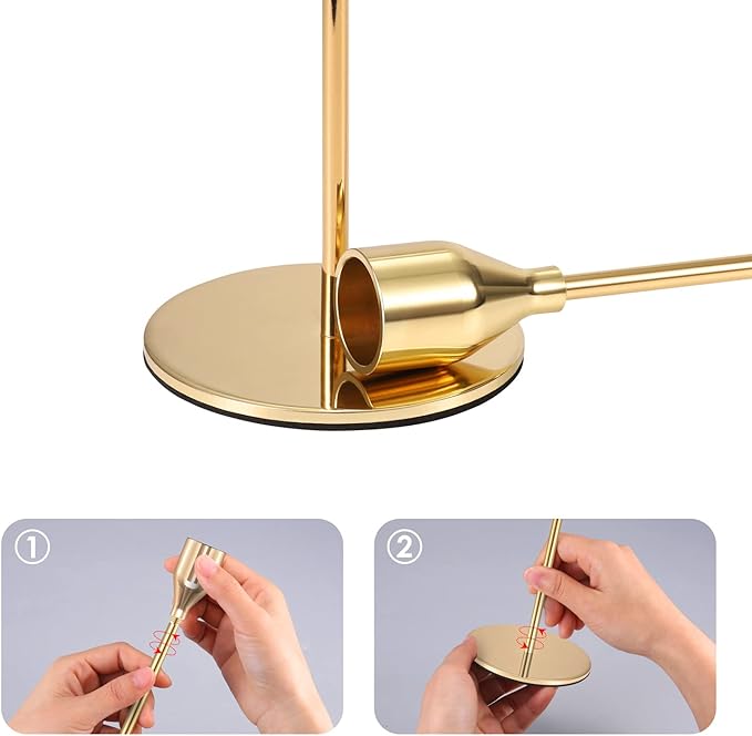 Gold Candle Holders Candlestick Holders for Taper Candles, Set of 6 Modern Decorative Candle Sticks Long Holder for Table Centerpiece, Wedding, Dinning, Party (Candles are not Included)