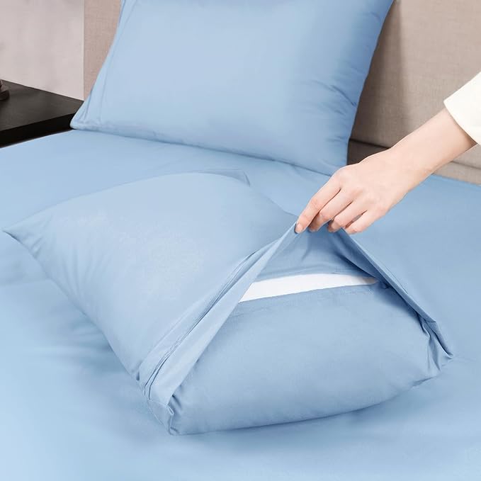 Mejoroom Full Size Sheet Sets - 16 Inches Deep Pocket Bed Sheets & Pillowcase Sets - 1800 Collection Microfiber Bed Sheet Set - Extra Soft, Fade & Wrinkle Resistant - 4 Piece(Full,Light Blue)