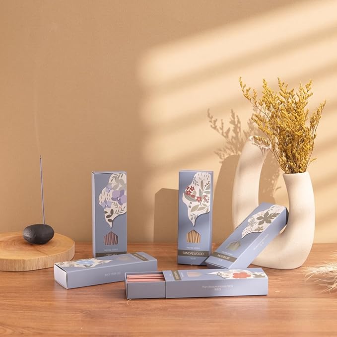 Incense Sticks (Sandalwood), 120 Sticks, Korean Incense Stick, Over 90% Natural Scents, Premium Quality, Pink (Plum Blossom)