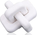 Wood Knot Decor Boho Hand-Carved White Wood Chain Knot Decor for Bookshelf, Shelf, Entryway Table, Coffee Table, Living Room TV Stand, Farmhouse Rustic Decor Aesthetics (White)