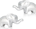 Small Elephant Statue Good Luck 2-Pack 4 inch Shiny Silver Accent Small Knick Knacks Gifts, for Home Office Shelf Desk Coffee Table Decoration