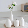 White Ceramic Vase Set of 4, Classic Matte Vases Home Decorations for Table Shelf Office Decor (White)