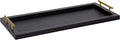 Kate and Laurel Halsey Narrow Rectangle Decorative Wooden Tray with Polished Metal Handles; 24 x 10; Black and Gold; Modern Glam Wood Rectangular Serving Tray for Display or Decoration