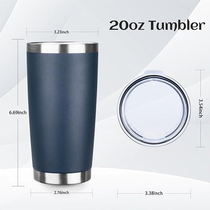 StarSpeed 20oz Tumbler Bulk with Lid, Stainless Steel Insulated Tumblers Double Wall Vacuum Insulated Travel Mug, Powder Coated Coffee Cups for Hot and Cold Drinks(Navy Blue,1)