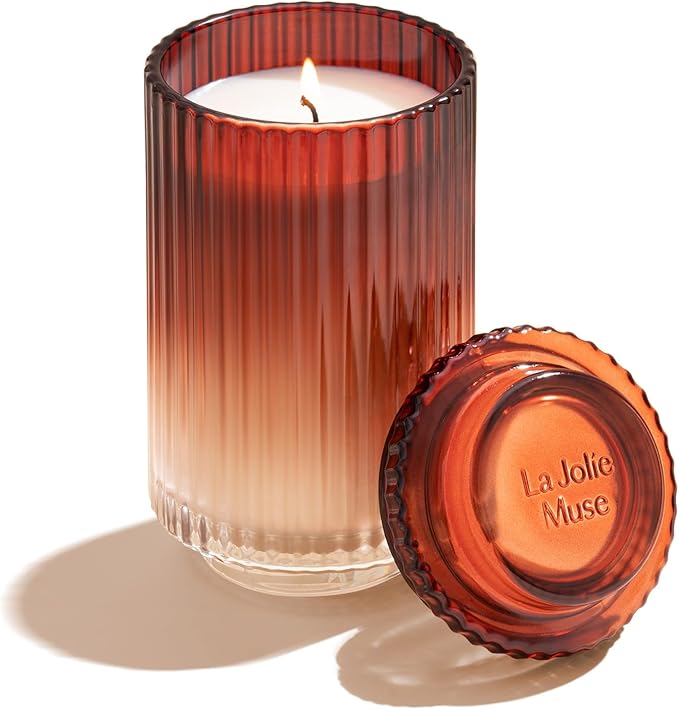 LA JOLIE MUSE Sandalwood Rose Candle, Large Scented Candles Gifts for Women, Natural Soy Candles for Home Scented, Luxury Glass Jar Candles for Home Decor, 120 Hours Long Burning, 19oz