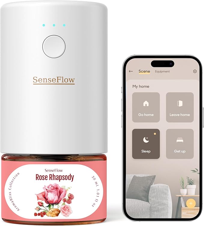 SF101S Smart Wi-Fi Waterless Ultrasonic Essential Oil Diffuser–100% Plant-Based,120-Day Natural Air Freshener & Aromatherapy scent Diffuser Covers 100㎡ for Home,Hotel-Rose Rhapsody