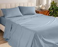 Bare Home 100% Organic Cotton Queen Sheet Set - Crisp Percale Weave - Lightweight & Breathable - Bedding Sheets & Pillowcases (Queen, Dusty Blue)