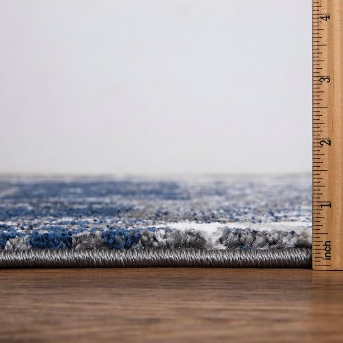 Keen Home Design Area Rugs - 9x12 Non-Shedding, Abstract Rugs for Kitchen, Living Room, Bedroom, Dining Room, Entryway - Size: 9'2" x 11'11", Navy/Grey/White