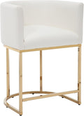 Modern Counter Height PU Leather Upholstered Bar Stool, 24" Kitchen Counter Island Stools Bar Chairs with Gold Metal Frame, White