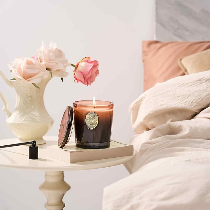 M&SENSE Natural Soy Candle | Mahogany Sandalwood & Black Brown | 9.2 oz, 50H Burn Time | Luxury Scented Candle for Relaxation, Gifting, Home Décor | Ideal for Bedroom, Office, Party Ambiance