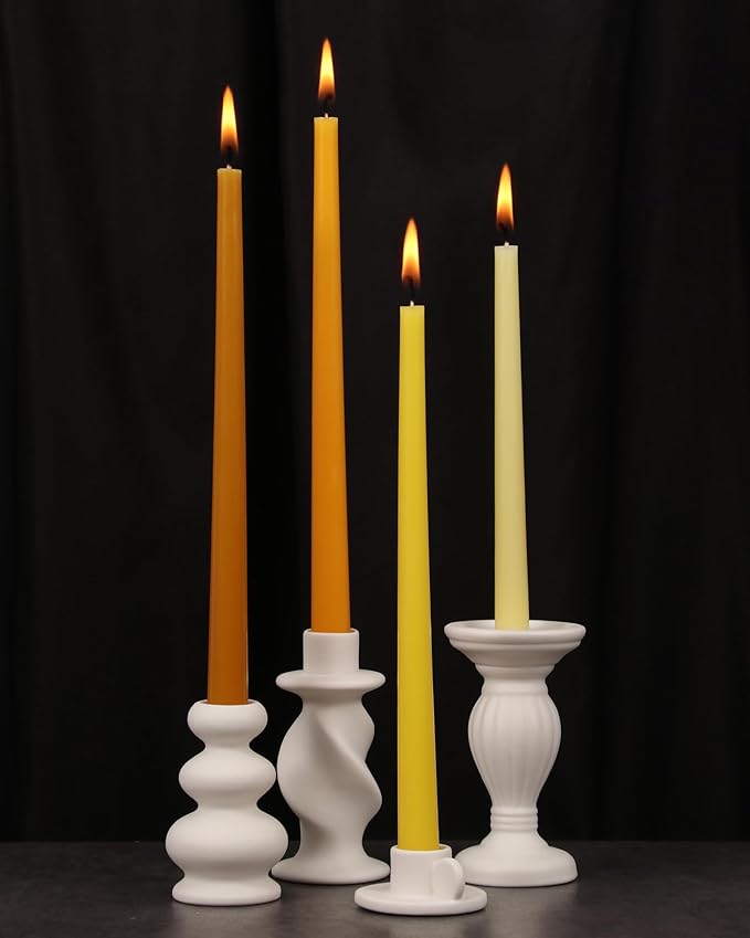 Viyffo Taper Candles 12 Inch 4 Pack Yellow, 9 Hour Burn Unscented Dripless & Smokeless Decorative Candles for Dinner, Wedding & Home Decor