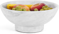 Marble Fruit Bowl 10 Inch Handmade White Bowls for Kitchen Counter, Dining & Coffee Table Centerpiece - Large Decorative Fruits Holder, Salad & Candy Bowl for Countertop Aesthetic, Home Decor Bowl