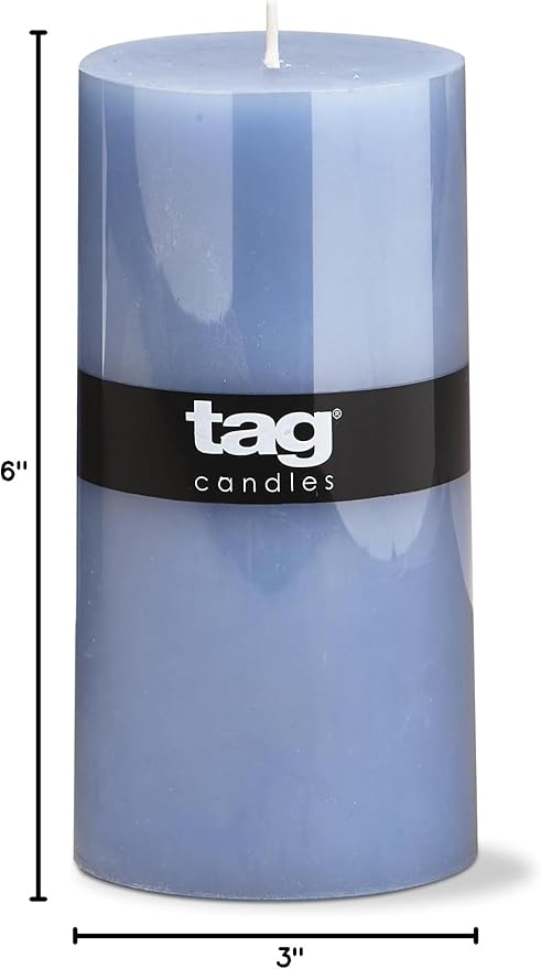 tag Color Studio 3X6 Pillar Blue Smokeless Paraffin Wax Burn Time 85 Hours 3x6 Blue