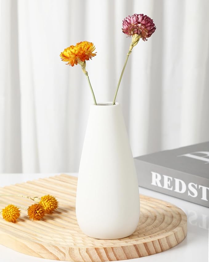 YANLING 6 Pcs White Ceramic Vases for Home Decor, 6 Inch Modern Centerpieces, Small Boho for Pampas Grass, Table Vase for Dried Flowers