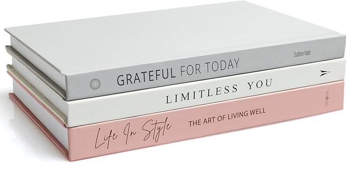 Pink and Gray Decorative Books for Home Decor - Faux Books for Living Room Decoration, Pink Decor Books for Coffee Table or Shelves, Fake Books for Decoration, Stacked Books Decor