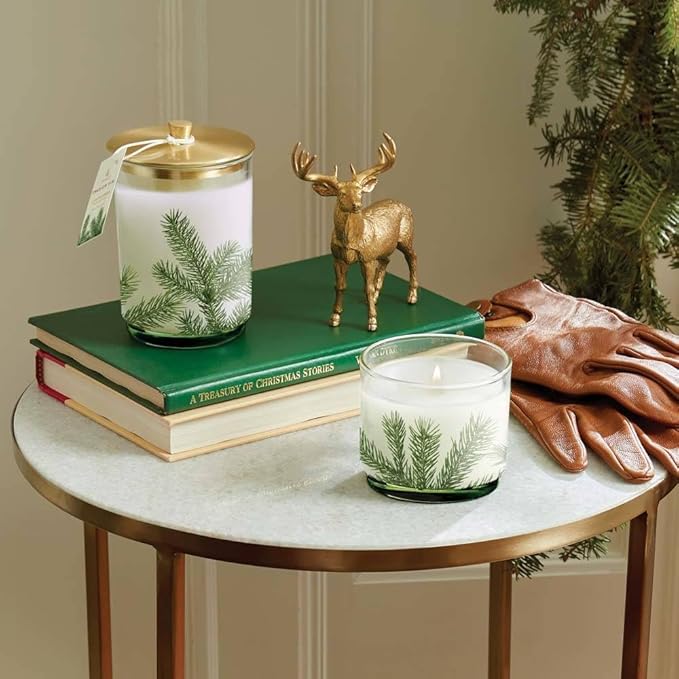 Thymes Frasier Fir Candle - Heritage Pine Needle Luminary Scented Candles - Elegant Pine Candle - Crisp Siberian Fir, Cedarwood & Sandalwood - Holiday Candles - Christmas Decor (Medium, 11.5 oz)