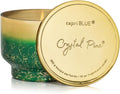Capri Blue Crystal Pine Scented - Glimmer Inverted Jar Candles - Soy Candles - Holiday Candle with Emerald Green & Gold Ombre Glass Candle Holder (10 oz)