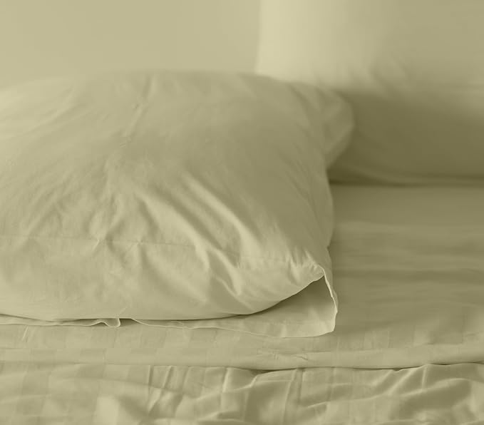 RUVANTI 100% Cotton King Size Sheets Set, 4 Pieces, Soft & Breathable Percale Weave Bedding, Deep Pocket 16", Hotel Standard, Crisp Cool Feel, Durable, Perfect Dyed Bed Sheet, Sage Green