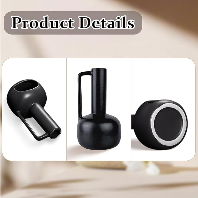 Simcat Handmade Ceramic Holder Incense Burner for Palo Santo Sticks Sage Bundles Candlestick, Suitable for Yoga Meditation Room Home Decor (Black)