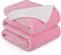 NANPIPER Flannel Blanket Reversible Sherpa Throw Blanket Super Soft Fuzzy Plush Fleece (90"x90",Pink) Queen