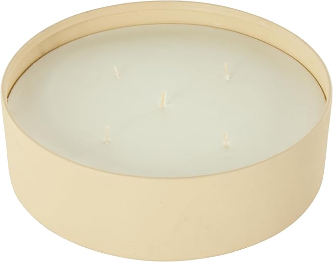 Deco 79 Metal Decorative Candle Juicy Black Cherries Scented Textured 59oz 5 Wick Aromatherapy Candle with White Wax, Wax Aromatherapy Candle 9" x 9" x 3", Beige