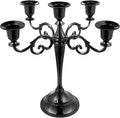 5-Candle Metal Candelabra 10.2 Inch Tall Candlestick Candle Holders for Home Decor Wedding Christmas Church Halloween Party, Black