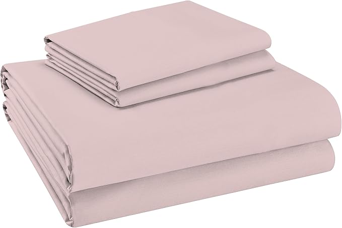SUPREME ELEGANCE Hotel Luxury Bed Sheets, 400TC Twin Blush Sheet Set, 100% Cotton Bed Sheets, Back to School College Essentials, Skin Friendly Bedding Set with Deep Pocket, Percale Cooling Sheets