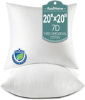 20 x 20 Throw Pillow Inserts, Pack of 2 White, Square Form Cushion Stuffer for Garden, Bench, Patio, Lightweight Soft Fillers for Sofa, Bed, and Home Décor