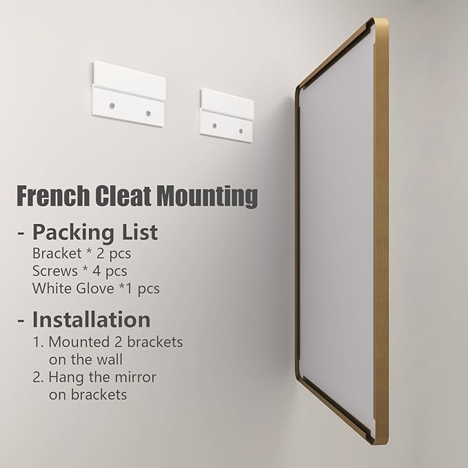 22x30 Brushed Gold Bathroom Mirror, Metal Gold Framed Vanity Mirror, Modern Rectangle Wall Mirror for Entryway, Anti-Rust (Horizontal/Vertical)