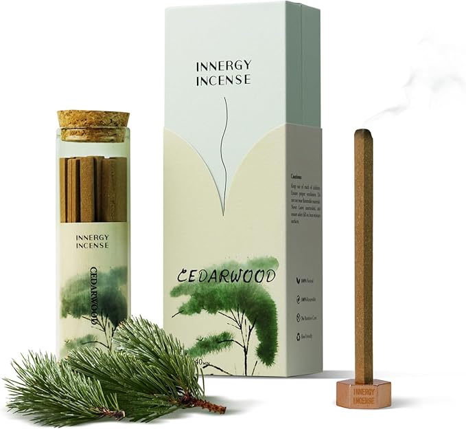 Focus & Purify - Innergy Cedarwood Incense Sticks, Natural Woody Aroma for Home Office
