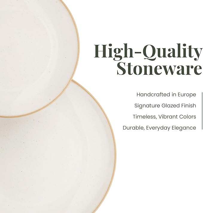 Larder & Vine Ceramic Stoneware Dinnerware 16-Piece Set, 4 Place Settings (Sand)