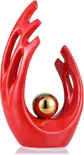 12" H Red Gold Aesthetic Room Decor Accent, TV Stand Funky Table Centerpiece, Abstract Art Ceramic Statue and Sculpture, Red Decor for Living Room, Bookshelf Decorative Objects, Shelf Decor