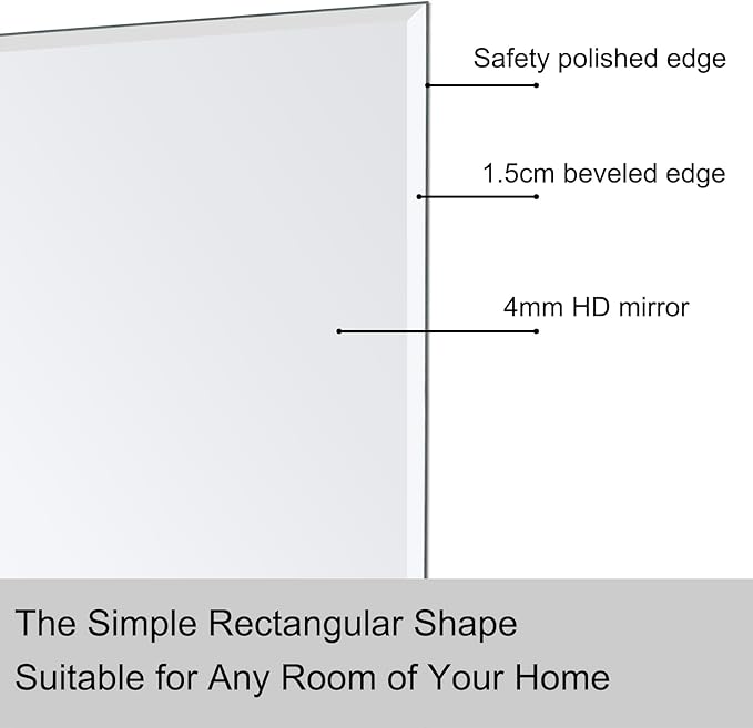 Ruomeng 2-Pack Bathroom Vanity Mirrors for Wall 24" x 36", Frameless Rectangle Mirror with Beveled Edge for Over Sink, Wall Mounted Mirror