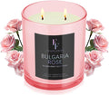 Bulgaria Rose Scented Candle, 2-Wick Luxury Soy Wax Candle, 9 oz Aromatherapy Candle Home Fragrance Candles Gift