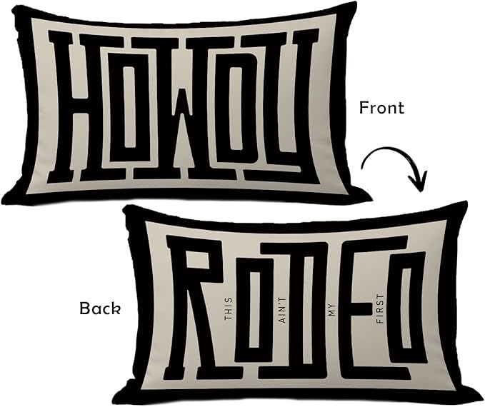 Western Pillow Cover, 12x20, Howdy, This Ain't My First Rodeo, Farmhouse, Southwestern, Ranch (Gray) for One