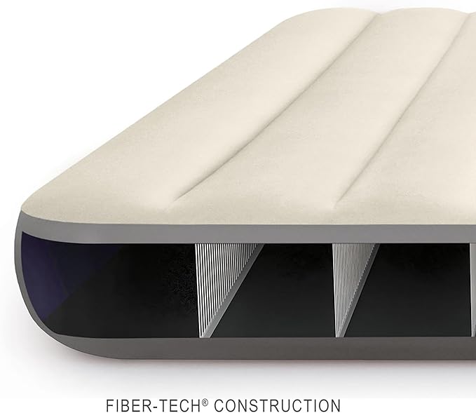 Intex 64103E Dura-Beam Standard Single-High Air Mattress: Fiber-Tech - Queen Size - 10in Bed Height - 600lb Weight Capacity - Pump Sold Separately