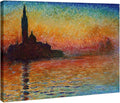Wieco Art Dusk in Venice Canvas Prints Wall Art of Famous Oil Paintings by Claude Monet Stretched and Framed Giclee Classic Impressionist Art work Ready to Hang for Wall Decor Living Room Bedroom