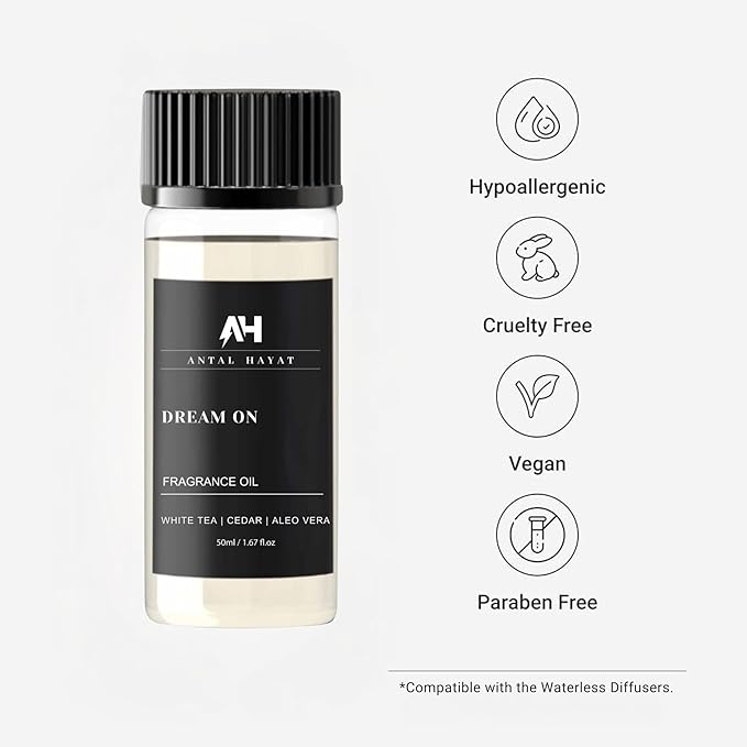 Dream On Essential Oil Scent 50mL - Inspired by Westin Hotel - Home Luxury Scent - Antal Hayat Diffuser Oil - White Tea, Cedarwood, Amber, Musk - Diffuser Oil Blends for Aromatherapy