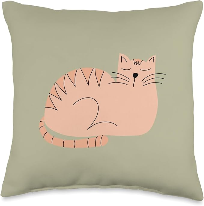Cute Scandinavian Animals Designs Scandinavian Mom Boho Cat Throw Pillow, 16x16, Multicolor