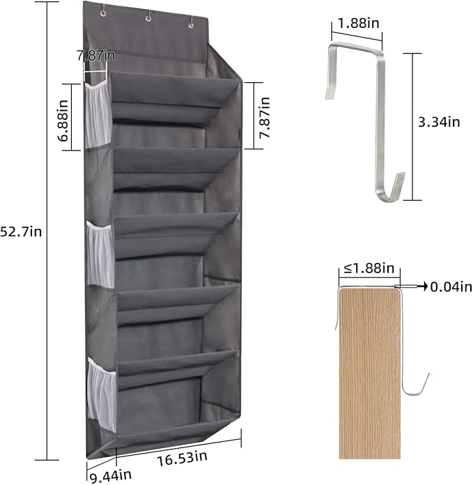 Over the Door Shoe Rack Organizer Hanging Fits 12 Pairs Shoes with 6 Mesh Pockets 6 Deep Large Pockets 50lbs Weight Capacity Behind the Door Storage Organizers for Closet Narrow Door 1 Pack